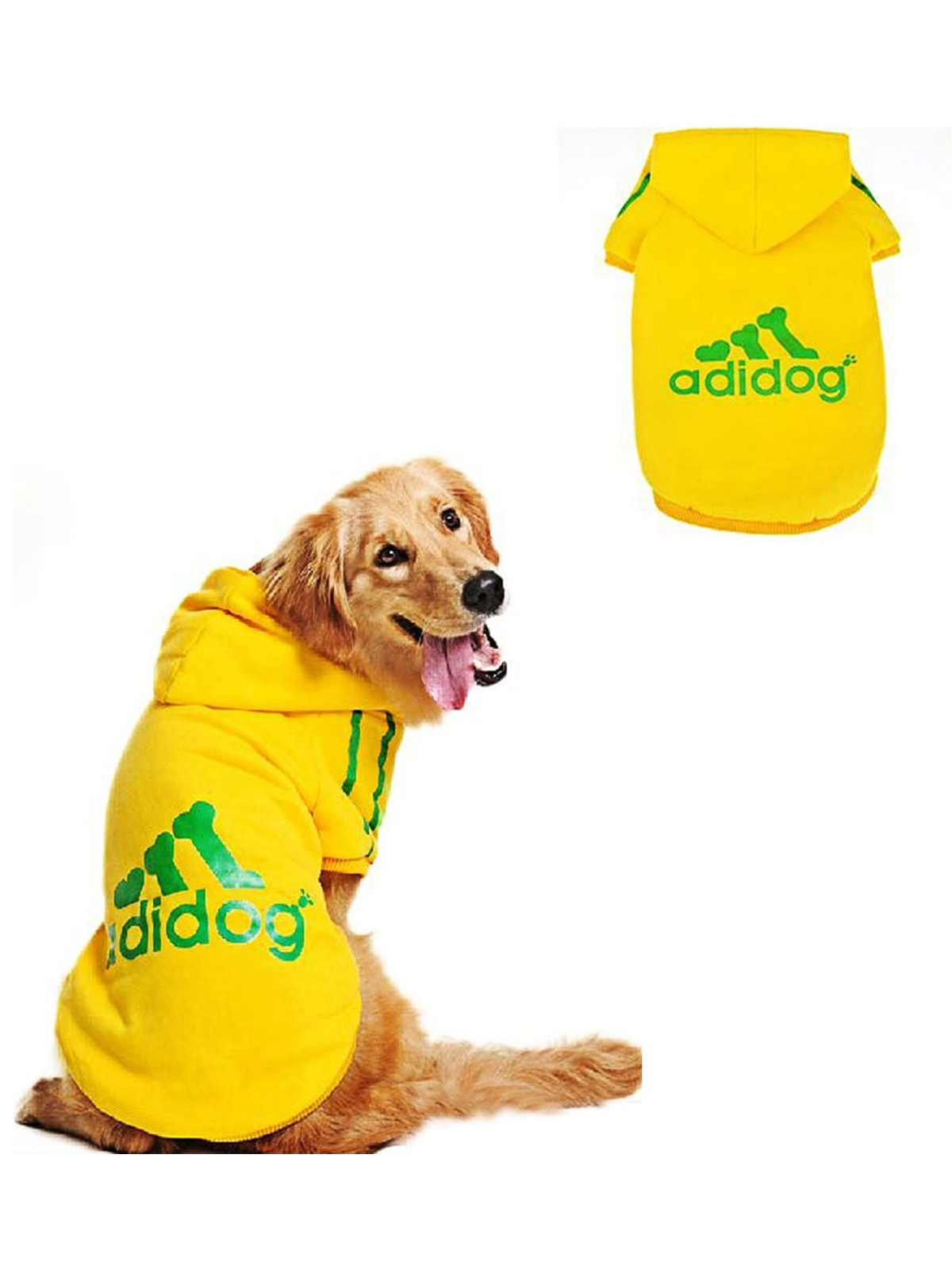 Yellow adidog dog outfit